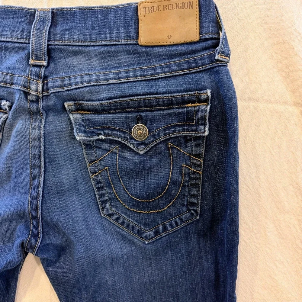 True Religion Jeans Mens Tag 31x32 Blue Geno Straight Slim Fit Denim Stretch USA
